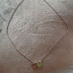 Tiffany & Co. Silver Necklace with Green Heart Charm